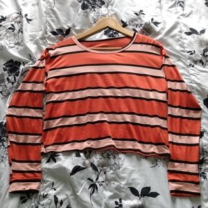 Charlotte Russe striped long sleeve crop top